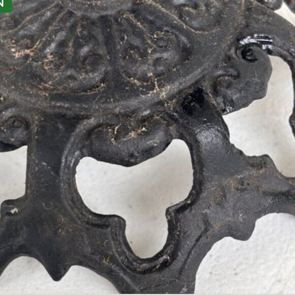 Vintage Black Cast Iron Candle Holder Pedestal Gothic Ornate Filigree Decor - Picture 10 of 15